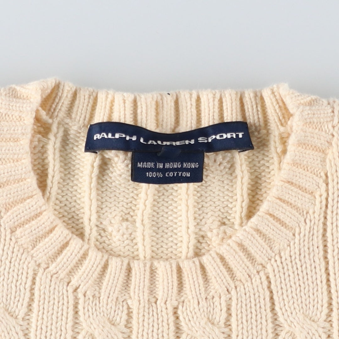 Ralph Lauren RALPH LAUREN SPORT Cable Knit Cotton Knit Sweater Women's M cotton ivory Vintage Second Hand