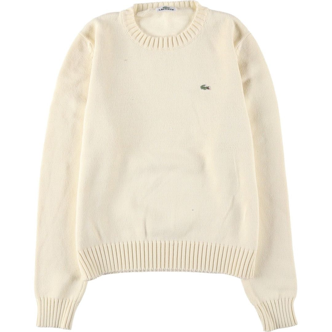 Lacoste Cotton Knit Sweater, Size 40, Women's XS cotton ivory Vintage Second Hand