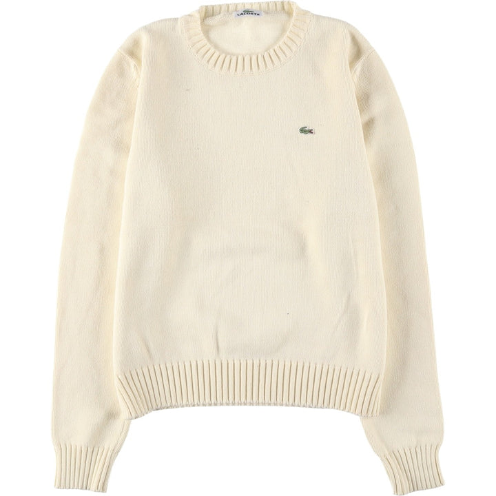 Lacoste Cotton Knit Sweater, Size 40, Women's XS cotton ivory Vintage Second Hand