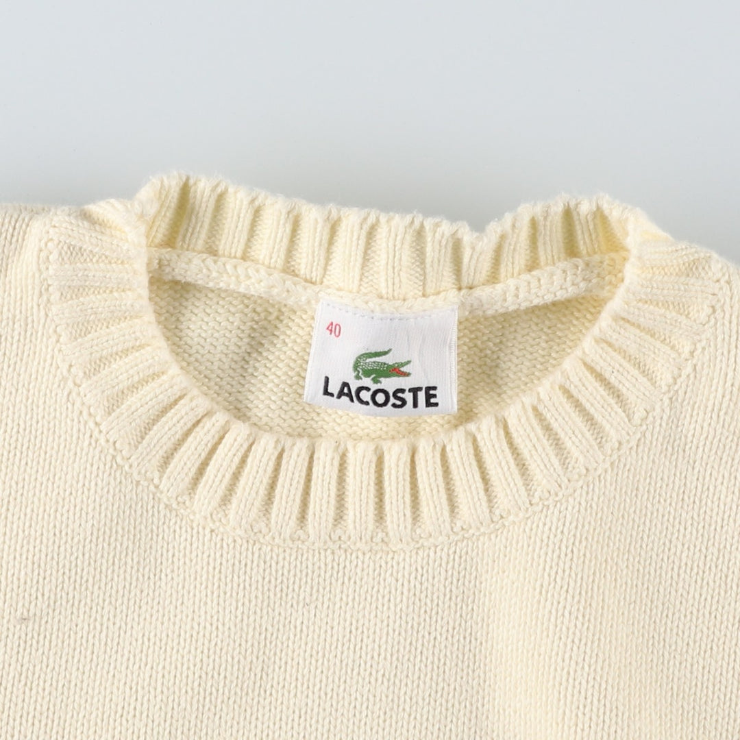 Lacoste Cotton Knit Sweater, Size 40, Women's XS cotton ivory Vintage Second Hand