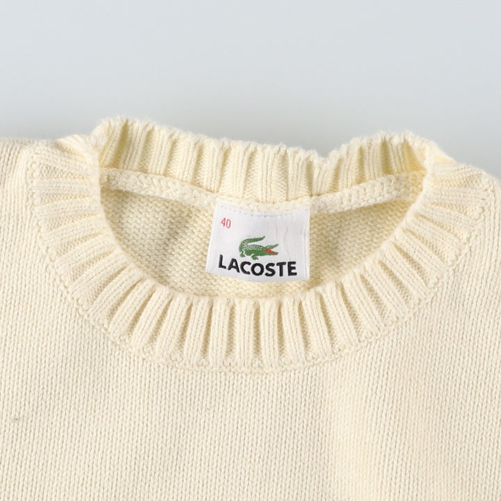 Lacoste Cotton Knit Sweater, Size 40, Women's XS cotton ivory Vintage Second Hand
