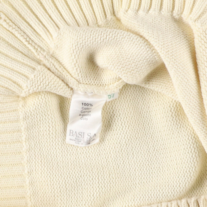 Lacoste Cotton Knit Sweater, Size 40, Women's XS cotton ivory Vintage Second Hand
