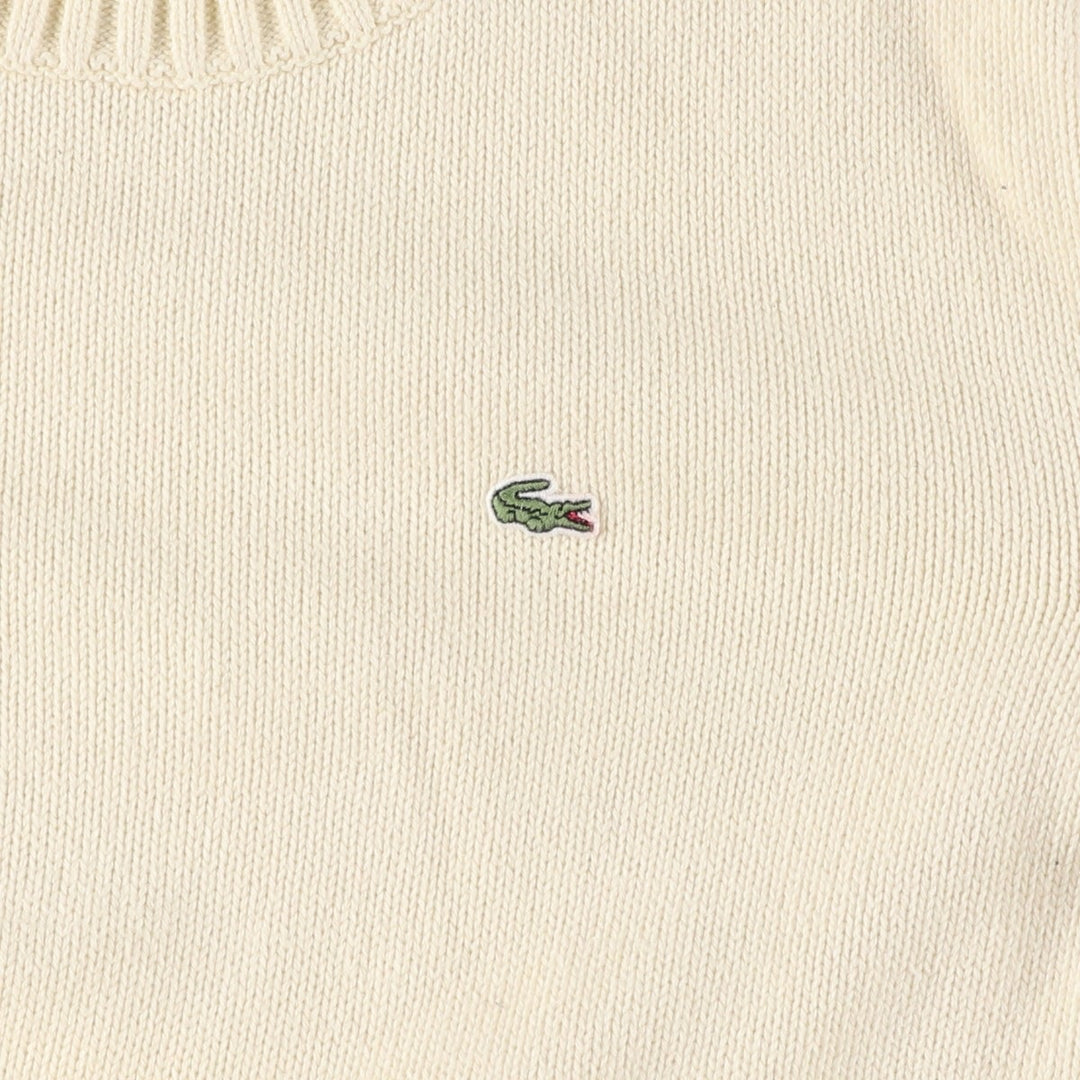 Lacoste Cotton Knit Sweater, Size 40, Women's XS cotton ivory Vintage Second Hand