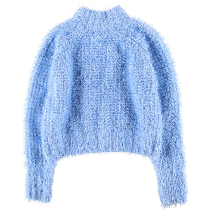 So high-neck knit sweater, women's size M polyester Blue type light blue Vintage Second Hand