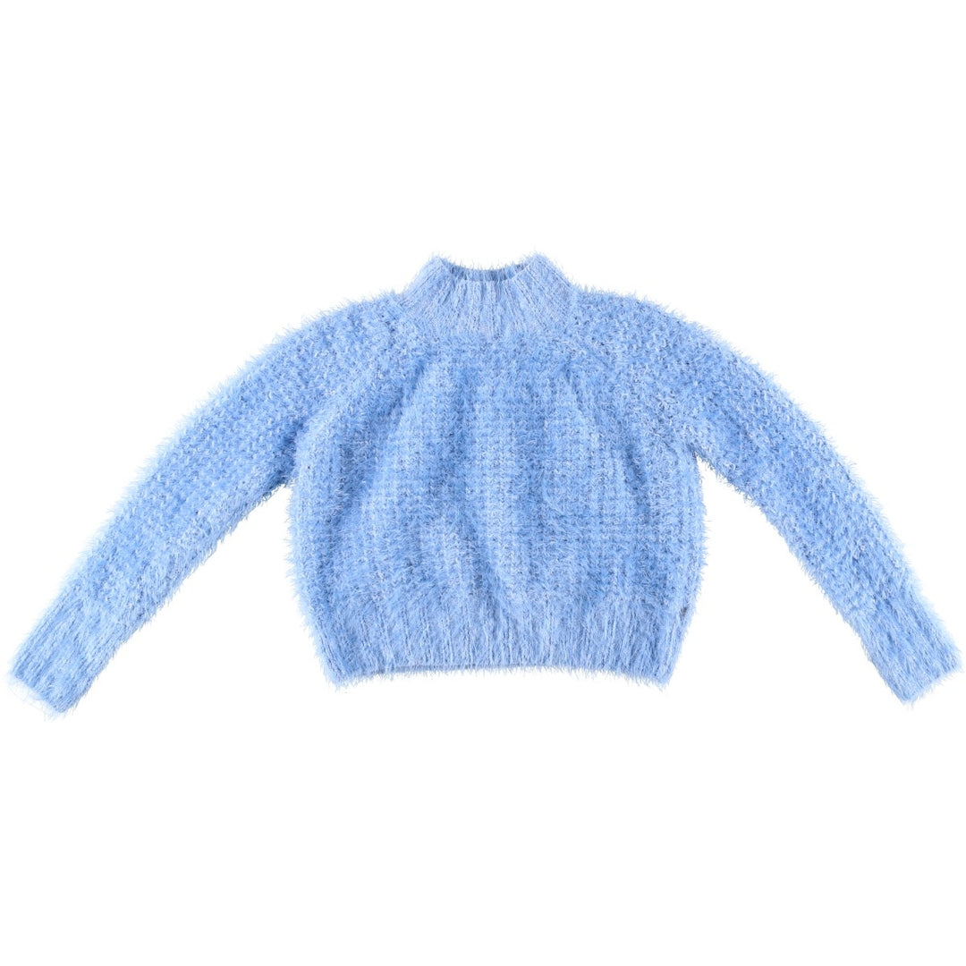 So high-neck knit sweater, women's size M polyester Blue type light blue Vintage Second Hand