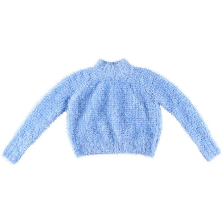 So high-neck knit sweater, women's size M polyester Blue type light blue Vintage Second Hand