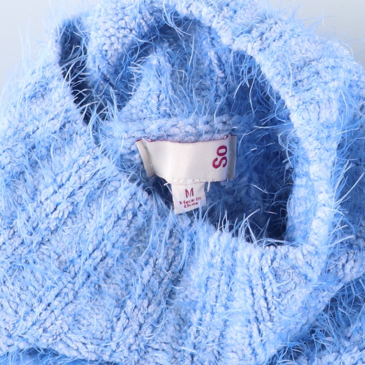 So high-neck knit sweater, women's size M polyester Blue type light blue Vintage Second Hand