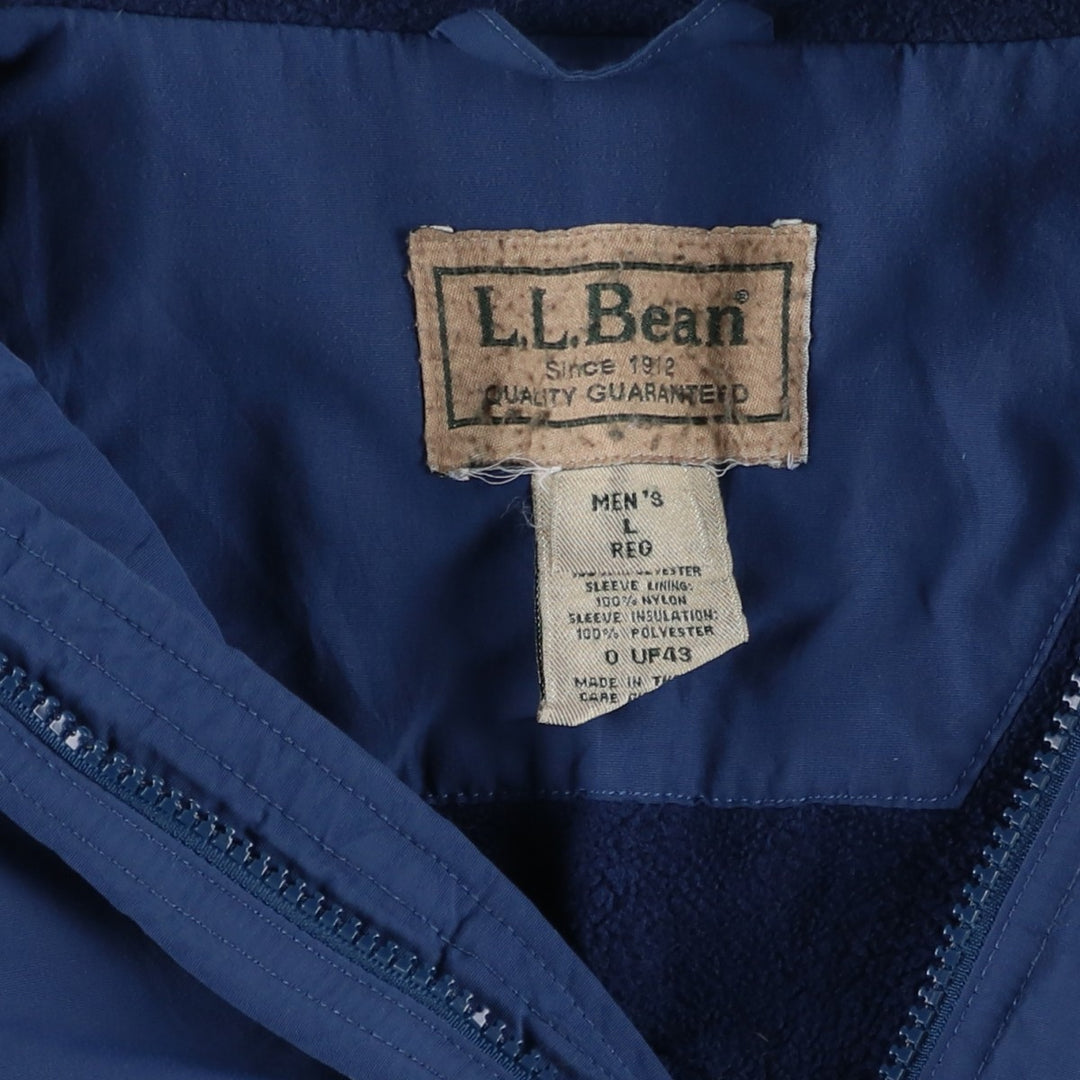 90s-00'S LLBean padded puffer jacket, men's size L Nylon Navy blue Vintage Second Hand