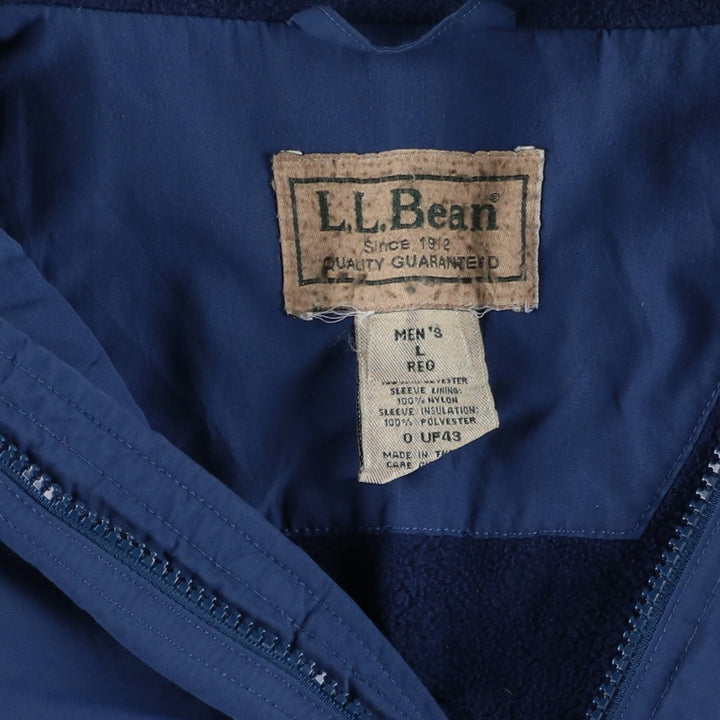 90s-00'S LLBean padded puffer jacket, men's size L Nylon Navy blue Vintage Second Hand