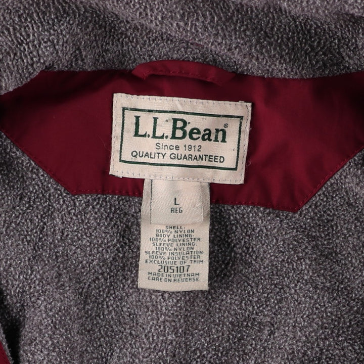 90s-00'S LLBean padded puffer jacket, men's size L Nylon burgundy type Vintage Second Hand