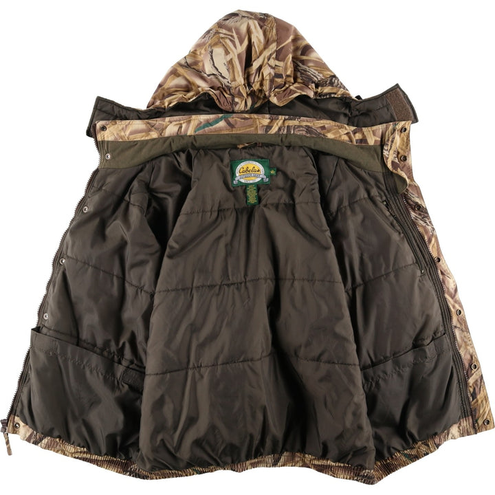 90s-00'S Cabela's Camouflage Pattern Realtree Camo Padded Mountain Parka/Shell Jacket/Puffer Jacket, Men's XL Nylon Beige type Vintage Second Hand