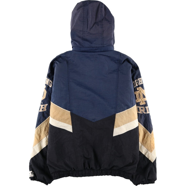 90'S Starter Notre Dame Fighting Irish College Padded Mountain Parka Shell Jacket Polyurethane Coated Nylon navy blue type Vintage Second Hand