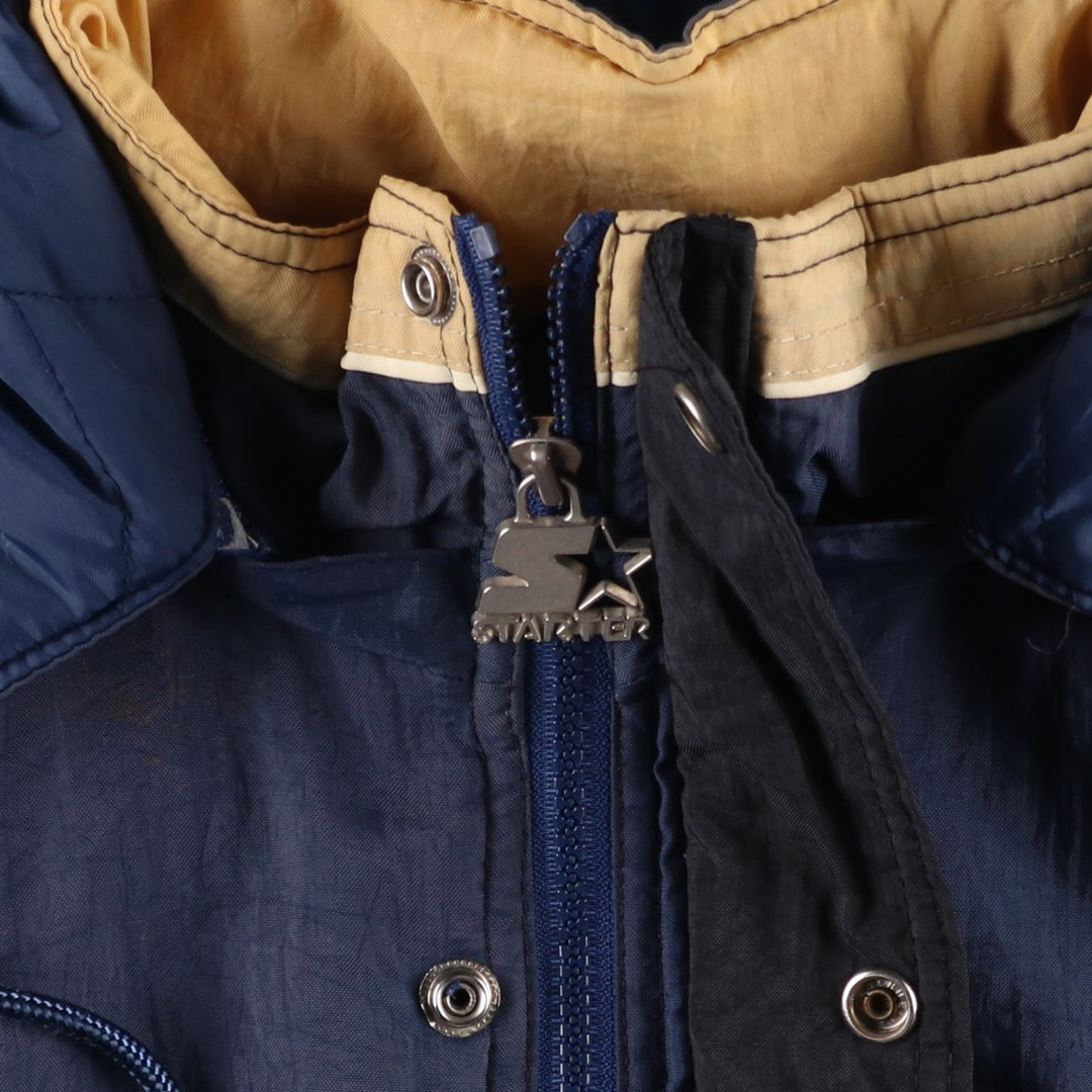 90'S Starter Notre Dame Fighting Irish College Padded Mountain Parka Shell Jacket Polyurethane Coated Nylon navy blue type Vintage Second Hand