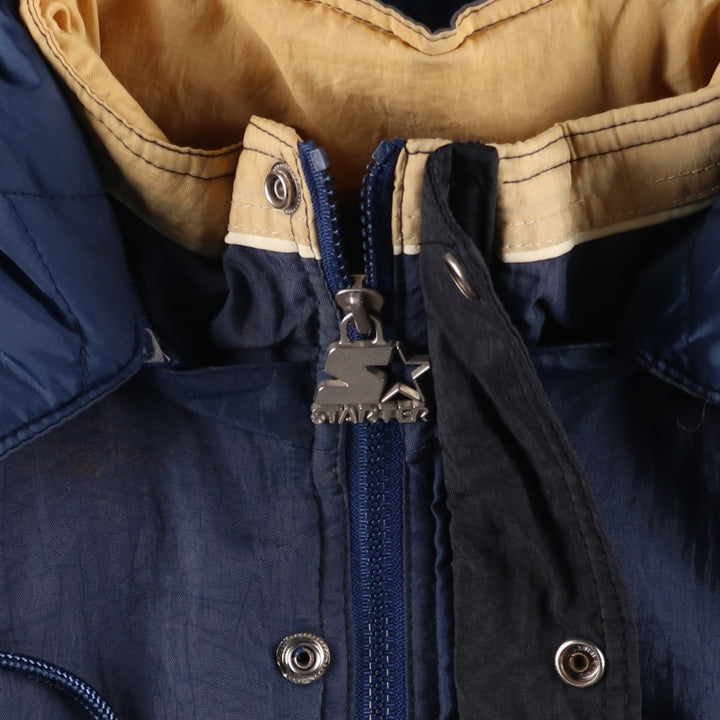 90'S Starter Notre Dame Fighting Irish College Padded Mountain Parka Shell Jacket Polyurethane Coated Nylon navy blue type Vintage Second Hand