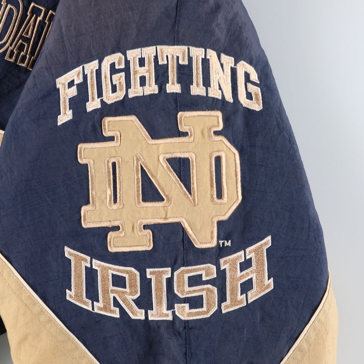 90'S Starter Notre Dame Fighting Irish College Padded Mountain Parka Shell Jacket Polyurethane Coated Nylon navy blue type Vintage Second Hand