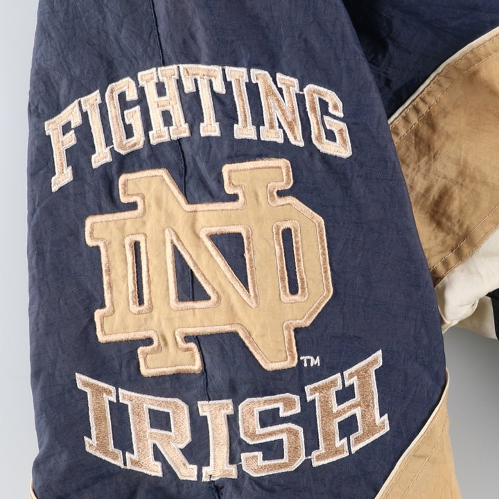 90'S Starter Notre Dame Fighting Irish College Padded Mountain Parka Shell Jacket Polyurethane Coated Nylon navy blue type Vintage Second Hand