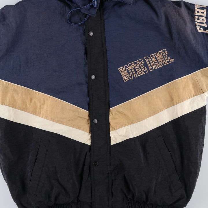 90'S Starter Notre Dame Fighting Irish College Padded Mountain Parka Shell Jacket Polyurethane Coated Nylon navy blue type Vintage Second Hand