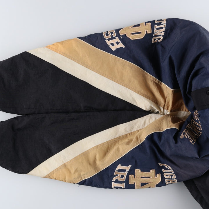 90'S Starter Notre Dame Fighting Irish College Padded Mountain Parka Shell Jacket Polyurethane Coated Nylon navy blue type Vintage Second Hand