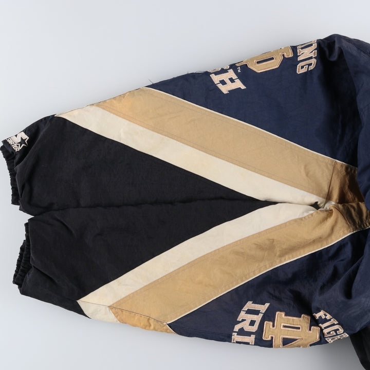 90'S Starter Notre Dame Fighting Irish College Padded Mountain Parka Shell Jacket Polyurethane Coated Nylon navy blue type Vintage Second Hand