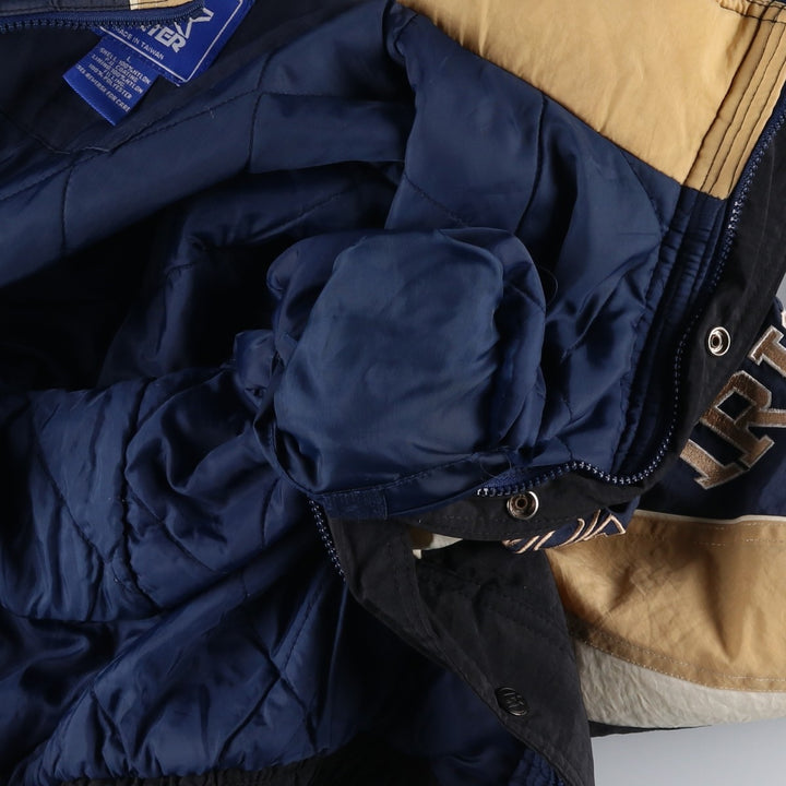 90'S Starter Notre Dame Fighting Irish College Padded Mountain Parka Shell Jacket Polyurethane Coated Nylon navy blue type Vintage Second Hand