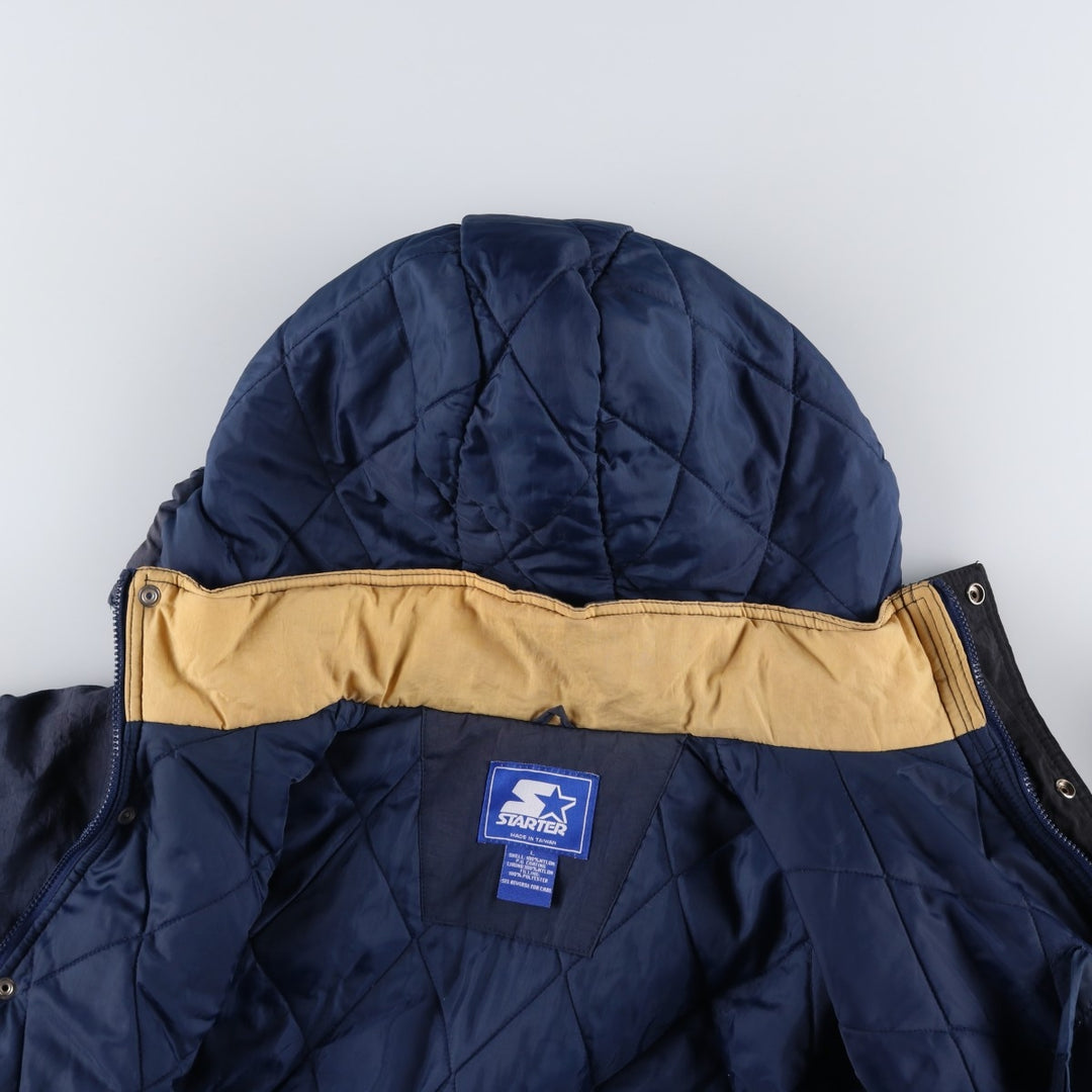 90'S Starter Notre Dame Fighting Irish College Padded Mountain Parka Shell Jacket Polyurethane Coated Nylon navy blue type Vintage Second Hand