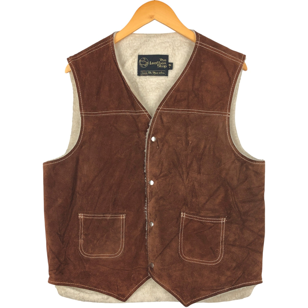 1970'S Sears THE LEARHER SHOP suede leather vest, men's size L, vintage genuine leather brown type Vintage Second Hand