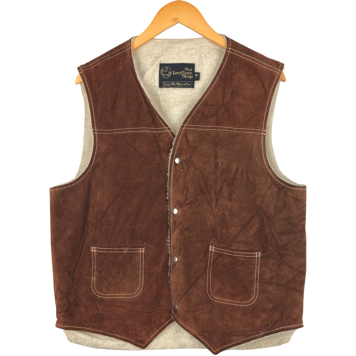 1970'S Sears THE LEARHER SHOP suede leather vest, men's size L, vintage genuine leather brown type Vintage Second Hand