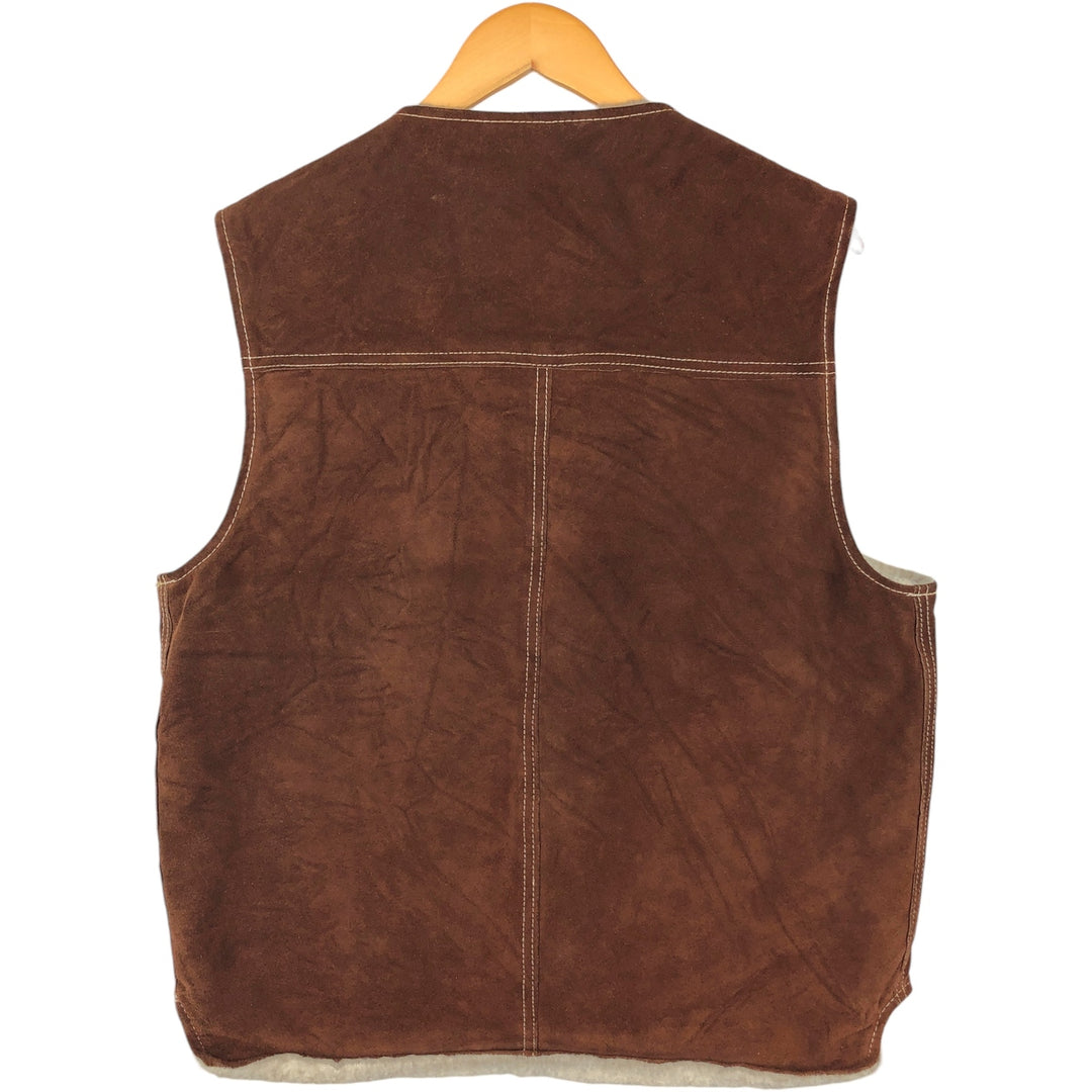 1970'S Sears THE LEARHER SHOP suede leather vest, men's size L, vintage genuine leather brown type Vintage Second Hand