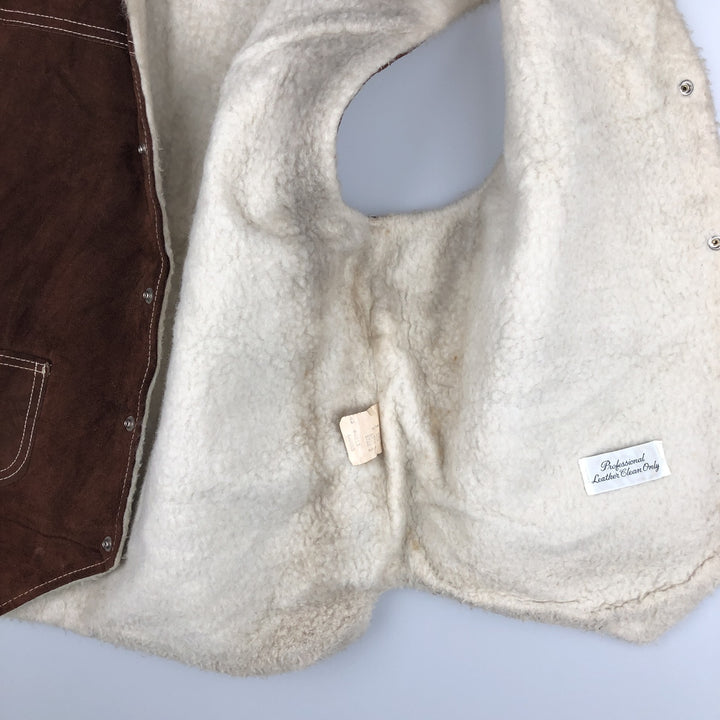 1970'S Sears THE LEARHER SHOP suede leather vest, men's size L, vintage genuine leather brown type Vintage Second Hand