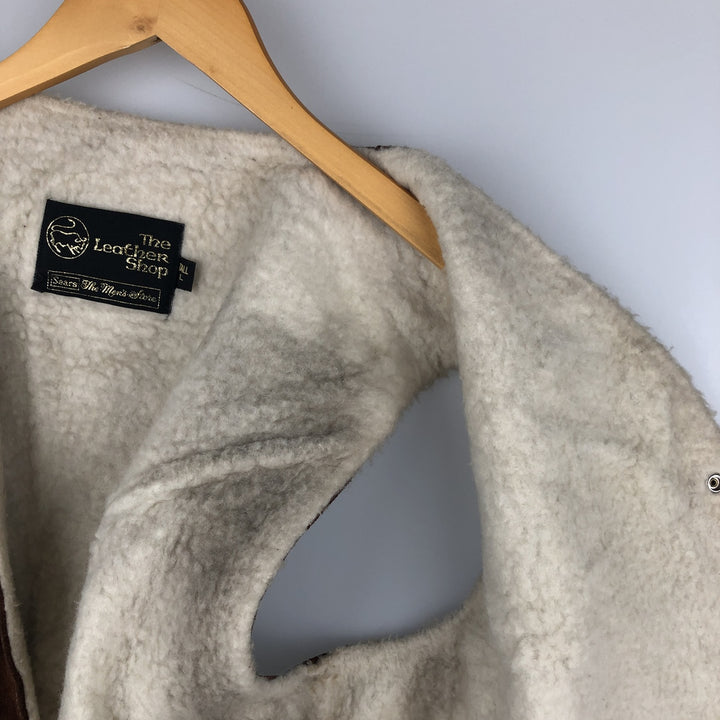1970'S Sears THE LEARHER SHOP suede leather vest, men's size L, vintage genuine leather brown type Vintage Second Hand