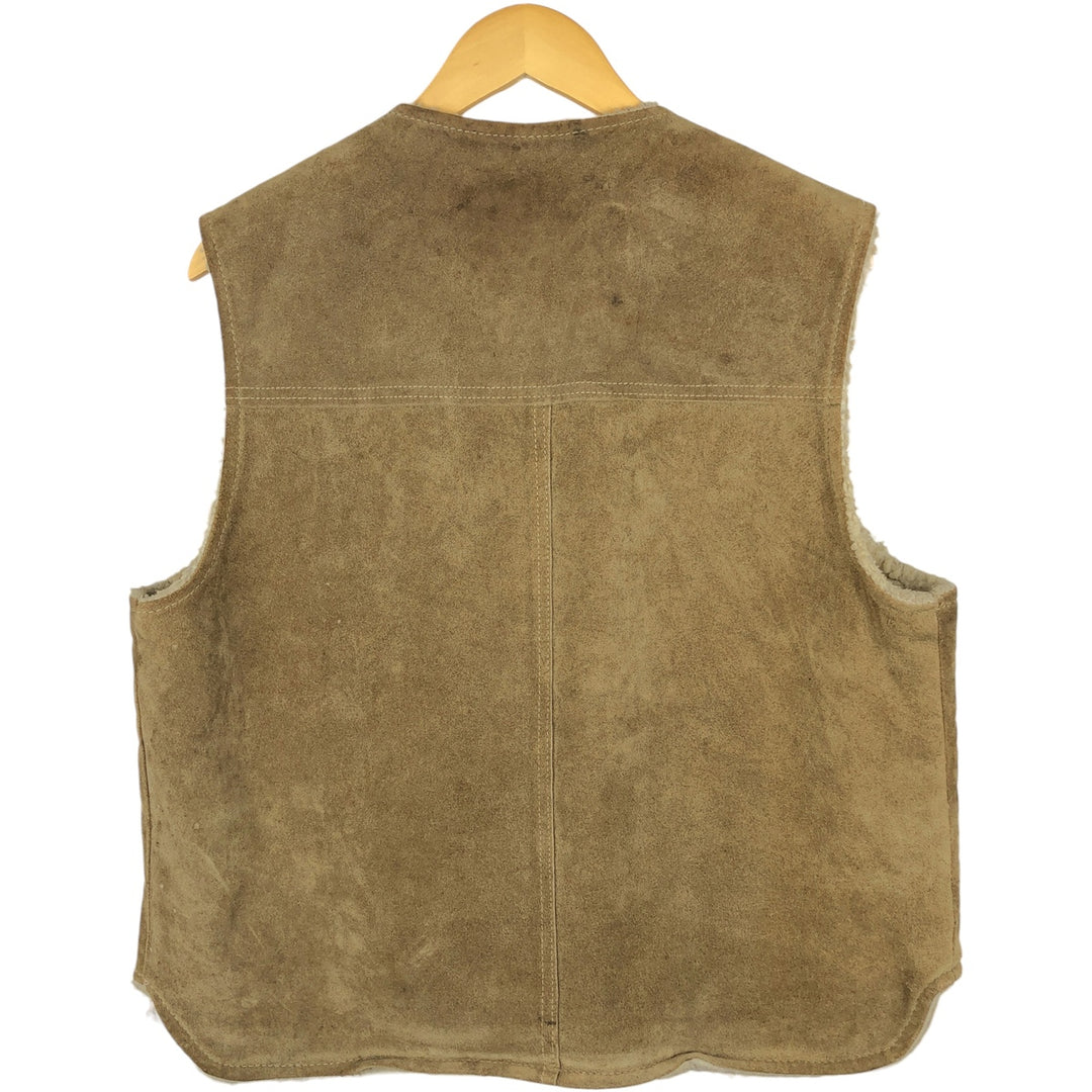 Vintage 1970'S Sears THE LEARHER SHOP suede leather vest, size M, men's genuine leather beige type brown Vintage Second Hand