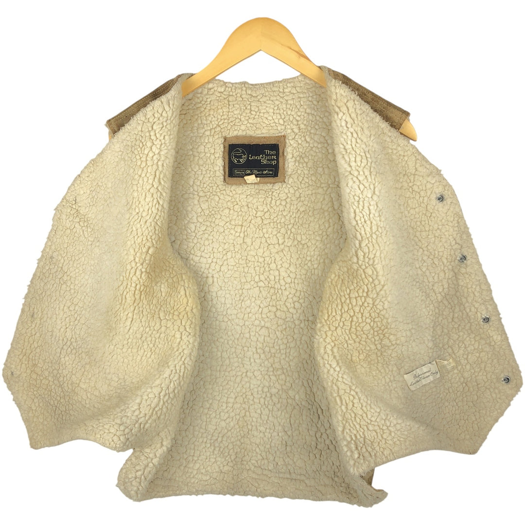 Vintage 1970'S Sears THE LEARHER SHOP suede leather vest, size M, men's genuine leather beige type brown Vintage Second Hand
