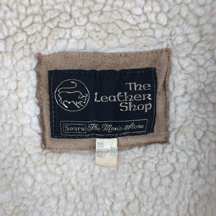 Vintage 1970'S Sears THE LEARHER SHOP suede leather vest, size M, men's genuine leather beige type brown Vintage Second Hand