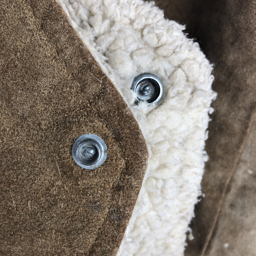 Vintage 1970'S Sears THE LEARHER SHOP suede leather vest, size M, men's genuine leather beige type brown Vintage Second Hand