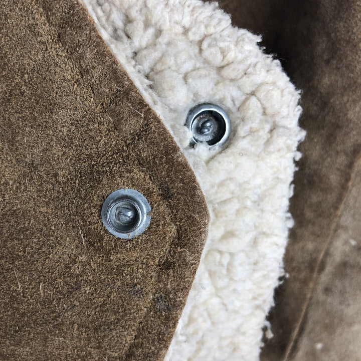 Vintage 1970'S Sears THE LEARHER SHOP suede leather vest, size M, men's genuine leather beige type brown Vintage Second Hand