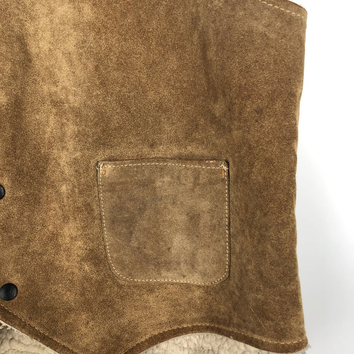 Vintage 1970'S Sears THE LEARHER SHOP suede leather vest, size M, men's genuine leather beige type brown Vintage Second Hand