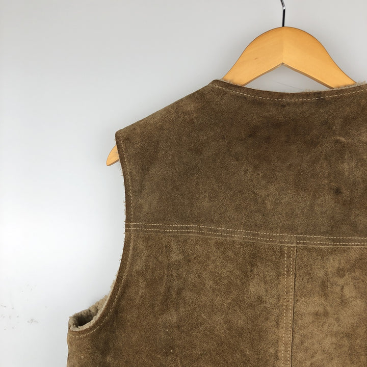 Vintage 1970'S Sears THE LEARHER SHOP suede leather vest, size M, men's genuine leather beige type brown Vintage Second Hand