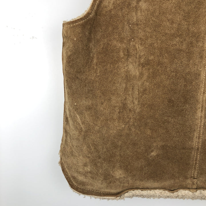 Vintage 1970'S Sears THE LEARHER SHOP suede leather vest, size M, men's genuine leather beige type brown Vintage Second Hand