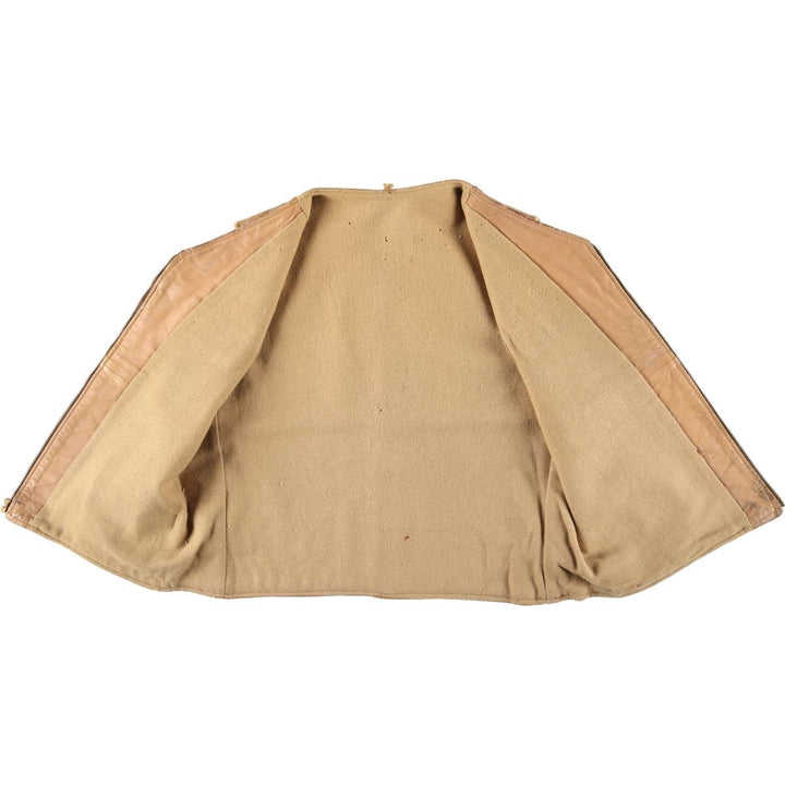 UNKNOWN Men's Vintage Leather Vest, Size L Dearskin Beige type Vintage Second Hand