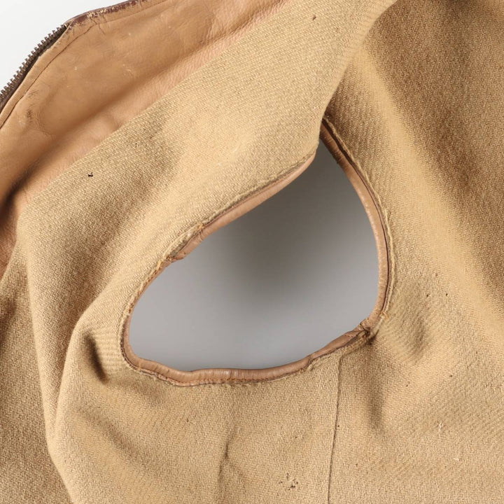 UNKNOWN Men's Vintage Leather Vest, Size L Dearskin Beige type Vintage Second Hand