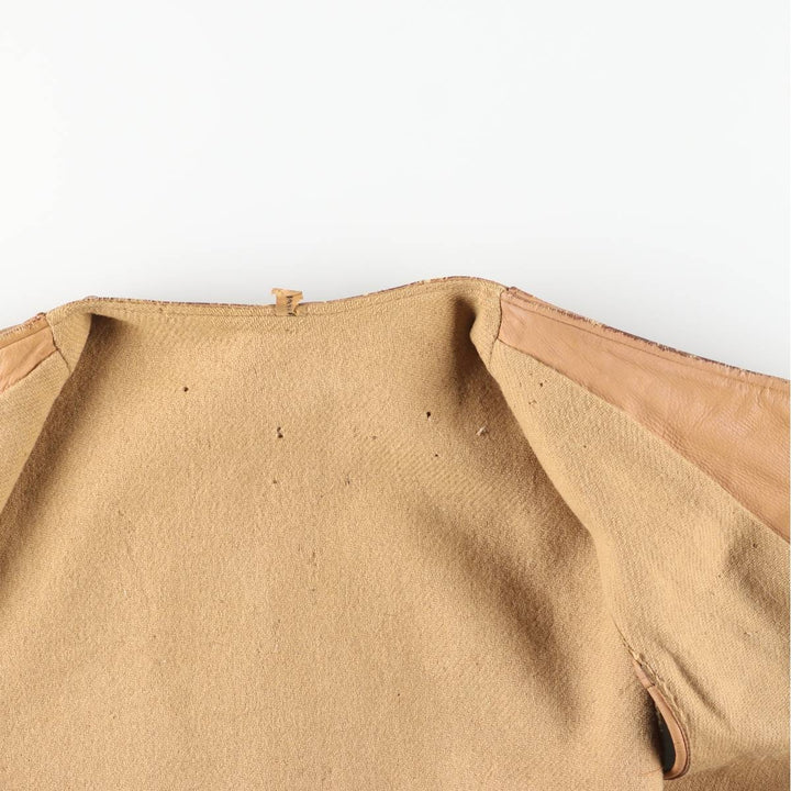 UNKNOWN Men's Vintage Leather Vest, Size L Dearskin Beige type Vintage Second Hand