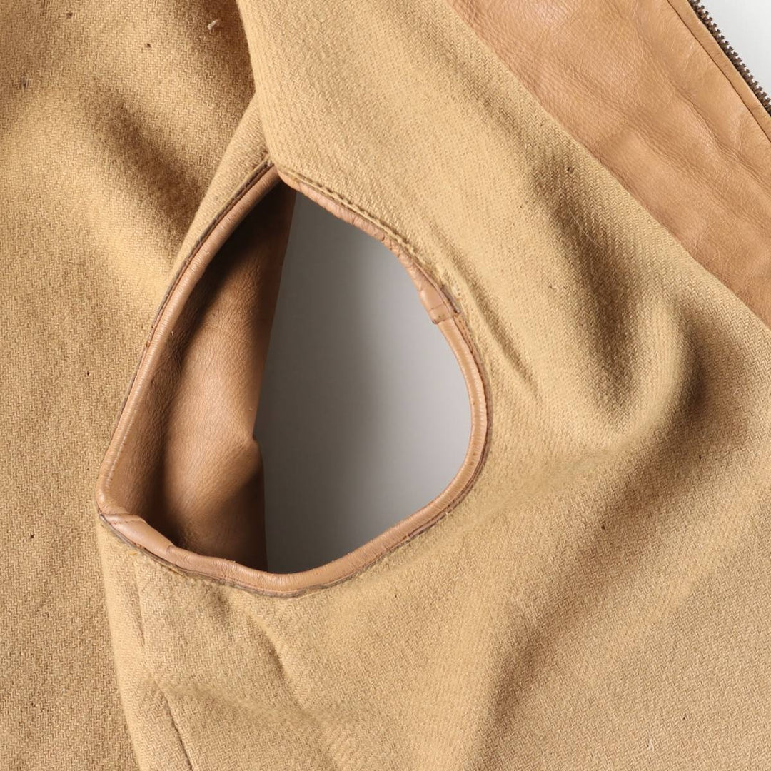 UNKNOWN Men's Vintage Leather Vest, Size L Dearskin Beige type Vintage Second Hand