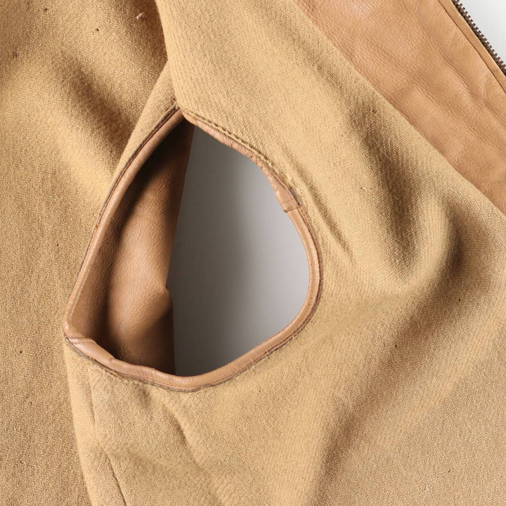 UNKNOWN Men's Vintage Leather Vest, Size L Dearskin Beige type Vintage Second Hand