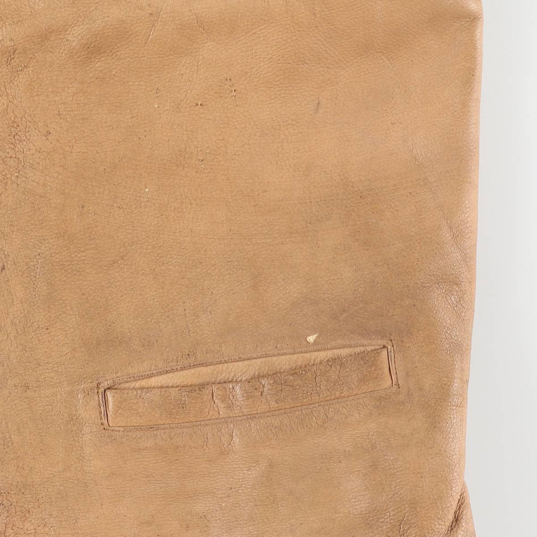 UNKNOWN Men's Vintage Leather Vest, Size L Dearskin Beige type Vintage Second Hand