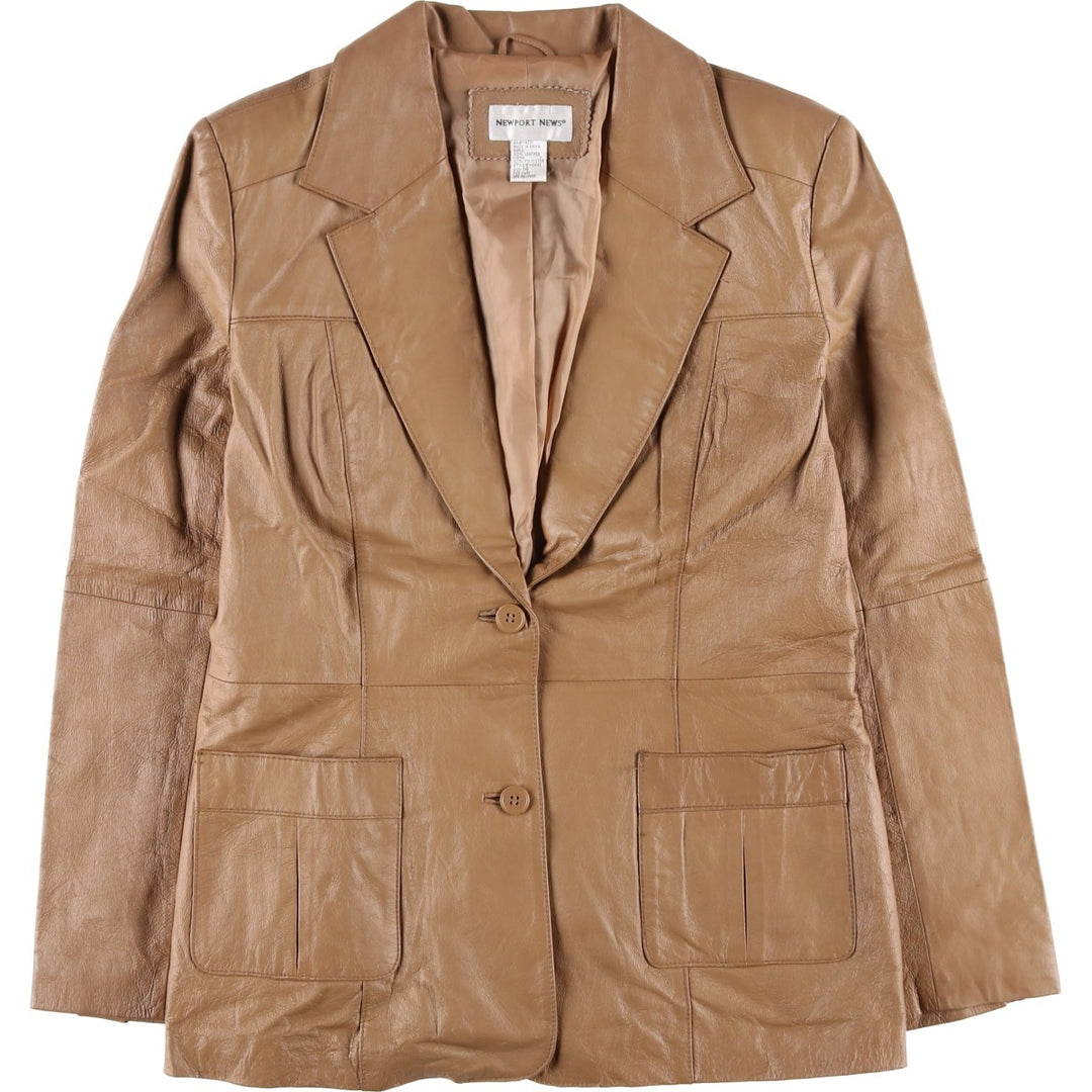 NEWPOST NEWS Leather jacket, women's size M genuine leather beige type brown Vintage Second Hand