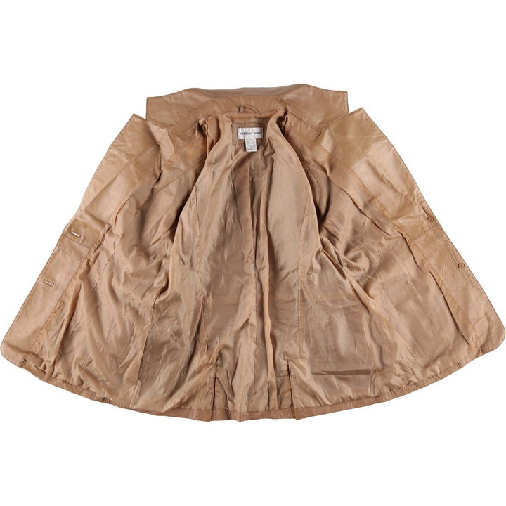 NEWPOST NEWS Leather jacket, women's size M genuine leather beige type brown Vintage Second Hand