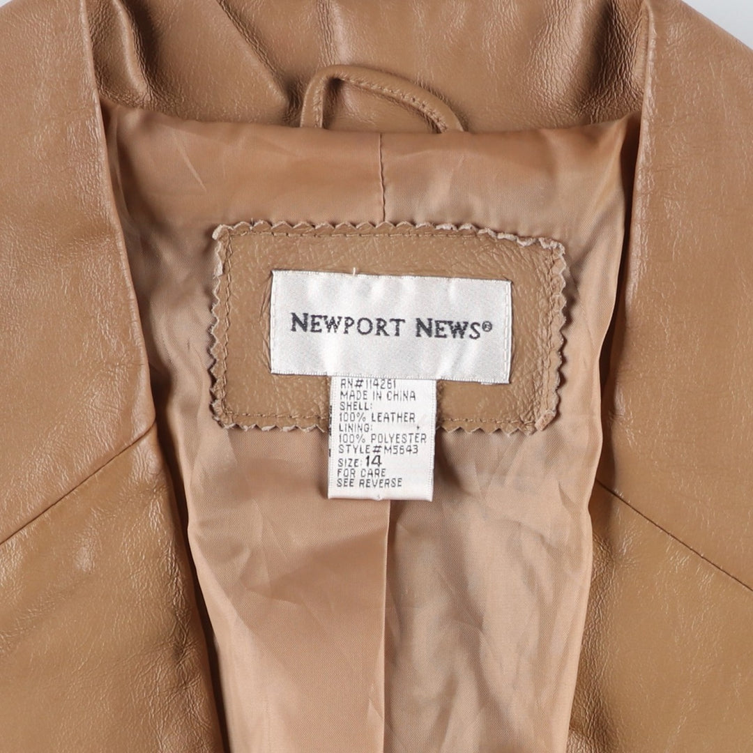 NEWPOST NEWS Leather jacket, women's size M genuine leather beige type brown Vintage Second Hand