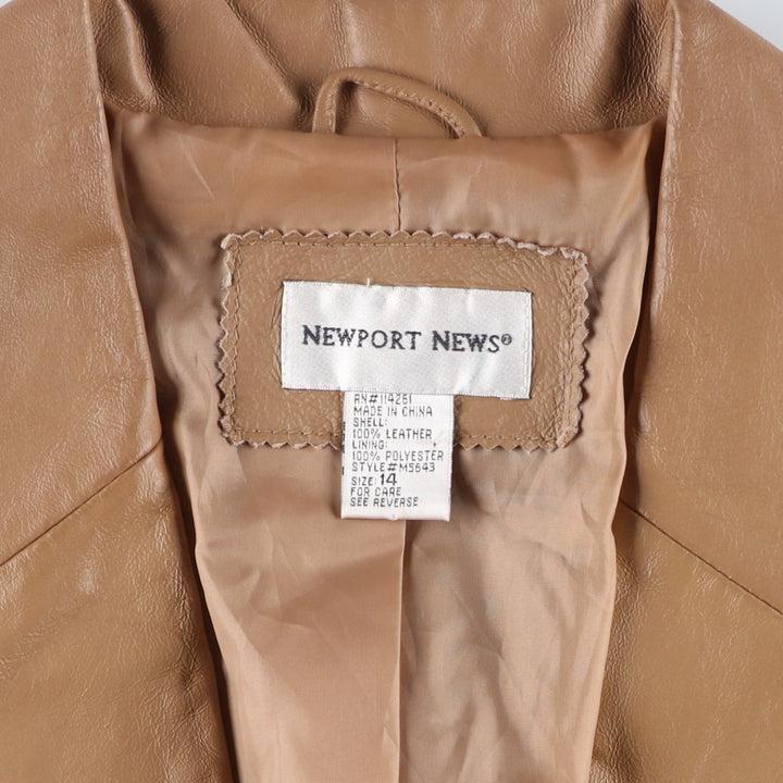 NEWPOST NEWS Leather jacket, women's size M genuine leather beige type brown Vintage Second Hand