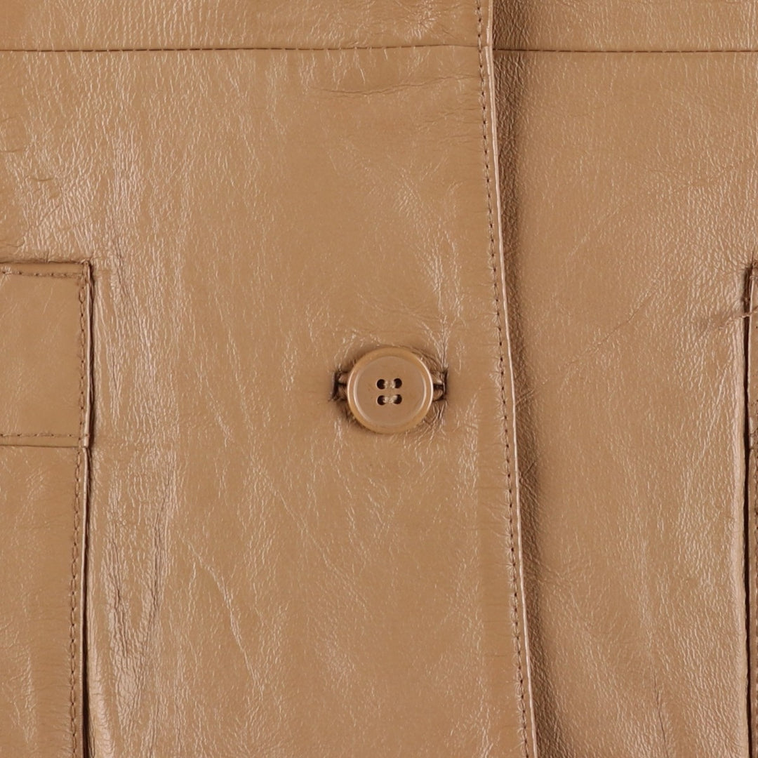 NEWPOST NEWS Leather jacket, women's size M genuine leather beige type brown Vintage Second Hand