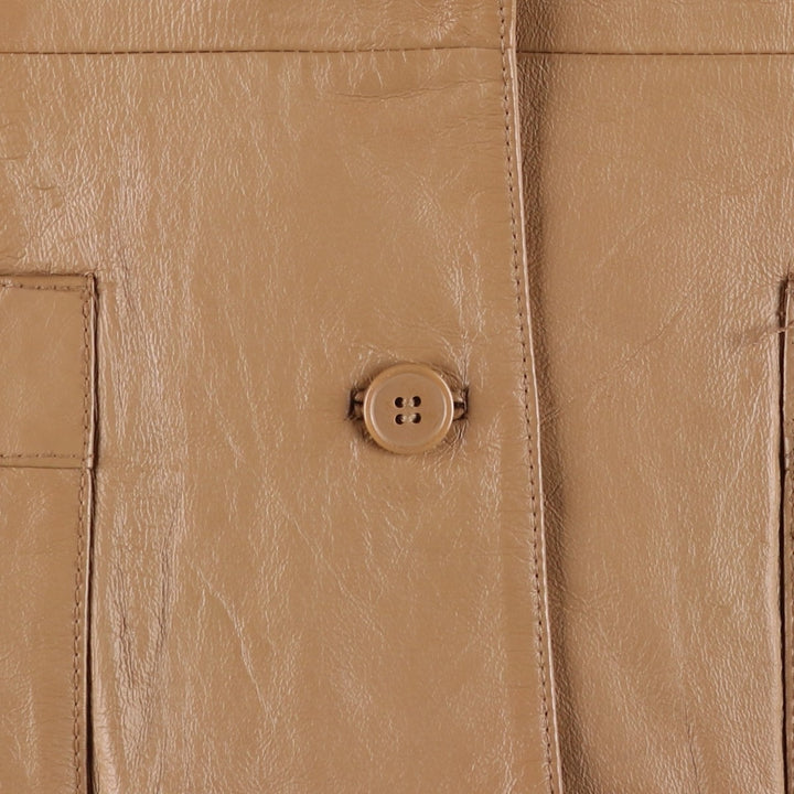 NEWPOST NEWS Leather jacket, women's size M genuine leather beige type brown Vintage Second Hand